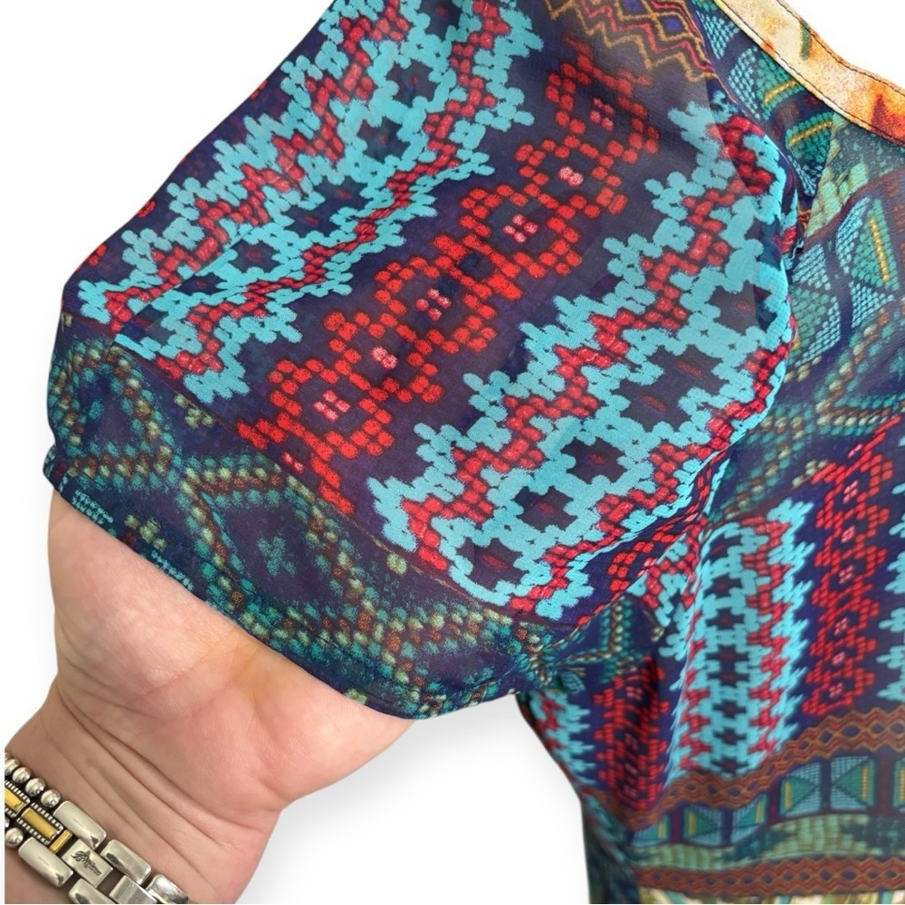 Multicolor Patterned Women's Blouse - Picture 4 of 13